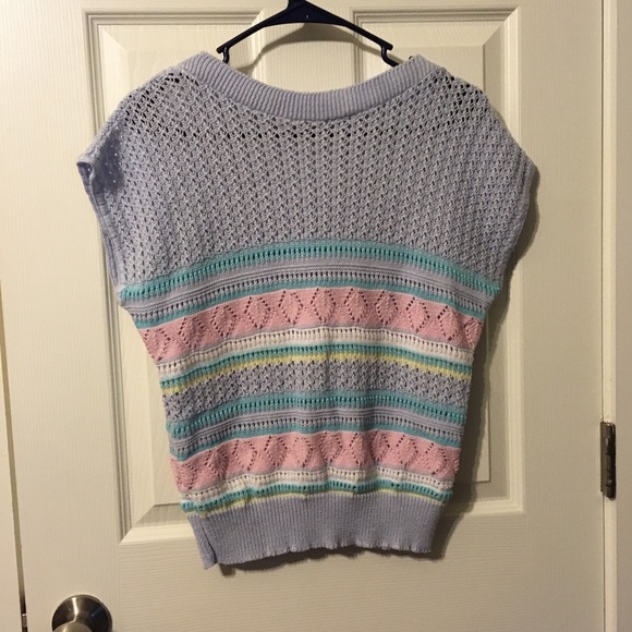 80s short sleeve pastel sweater sz M - Picture 3 of 6